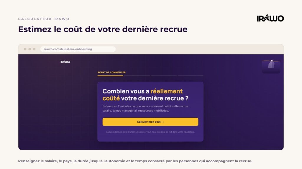 Calculateur de coût d'onboarding Irawo